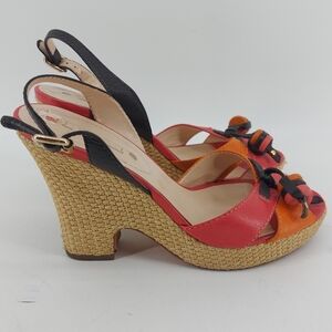 Celine High Heel Leather Sandals Wedge Like Heel Size 40 Pink